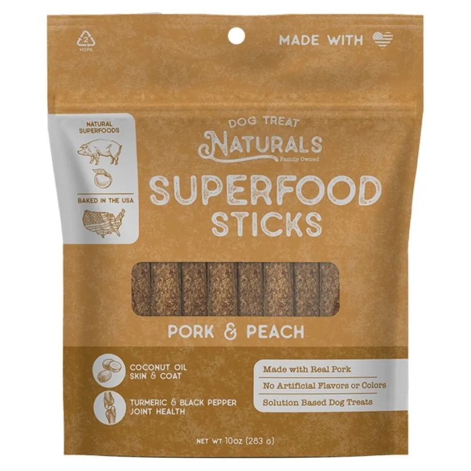 Dog Treat Naturals Superfood Sticks Dog Treats Pork & Peach 10-oz