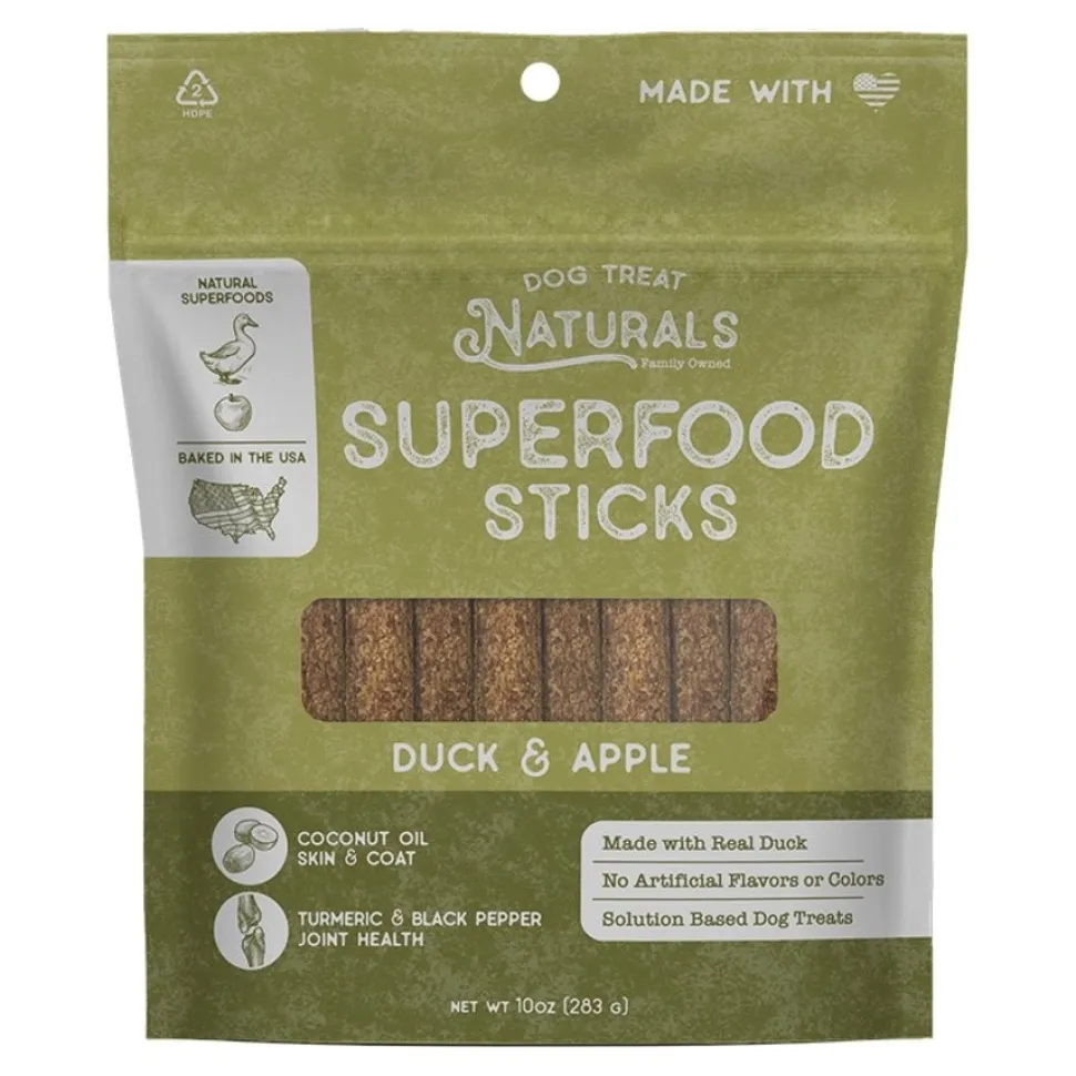 Dog Treat Naturals Superfood Sticks Dog Treats Duck & Apple 10-oz