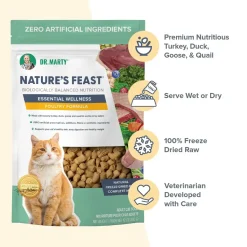 Dr. Marty Nature's Feast Essential Wellness Premium Freeze-Dried Raw Adult Cat Food Poultry 12-oz