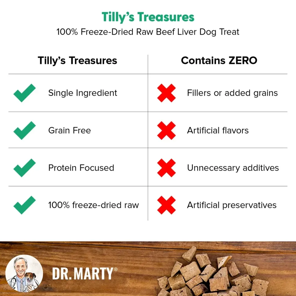 Dr. Marty Tilly's Treasures Freeze-Dried Dog Treats Beef Liver 4-oz