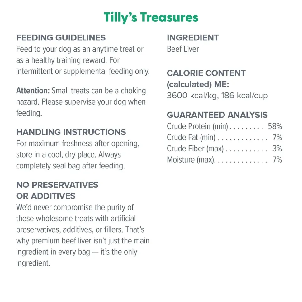 Dr. Marty Tilly's Treasures Freeze-Dried Dog Treats Beef Liver 4-oz