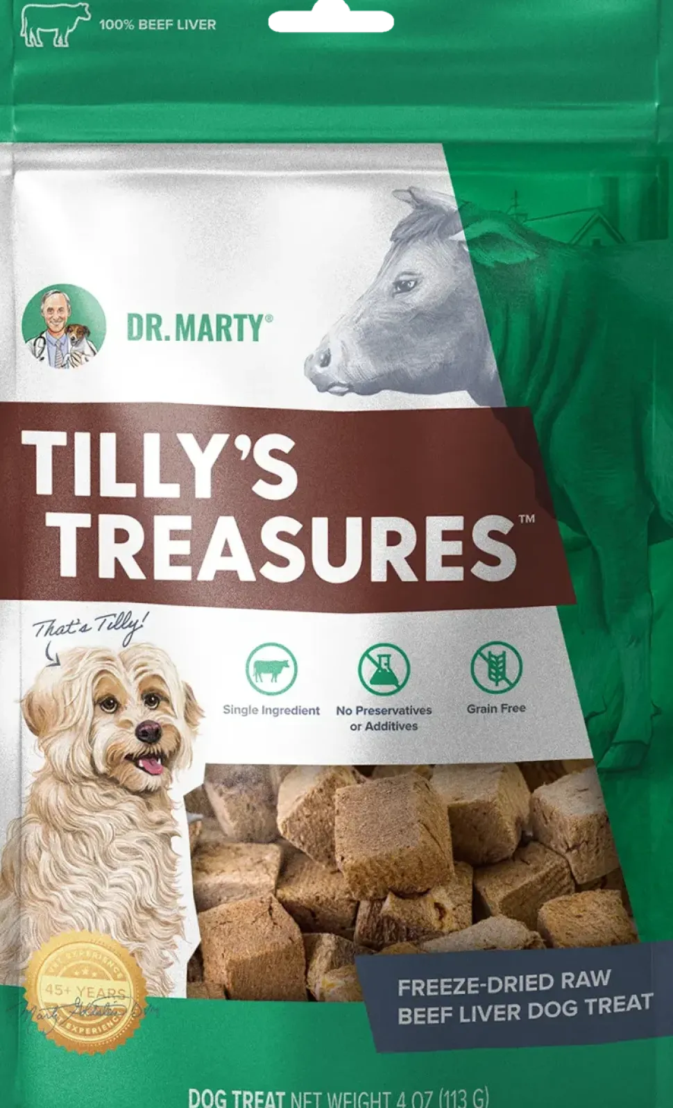 Dr. Marty Tilly's Treasures Freeze-Dried Dog Treats Beef Liver 4-oz