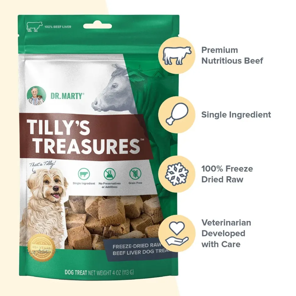Dr. Marty Tilly's Treasures Freeze-Dried Dog Treats Beef Liver 4-oz
