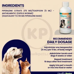 Durvet Wormeze Dewormer Liquid for Dogs & Cats 8-oz