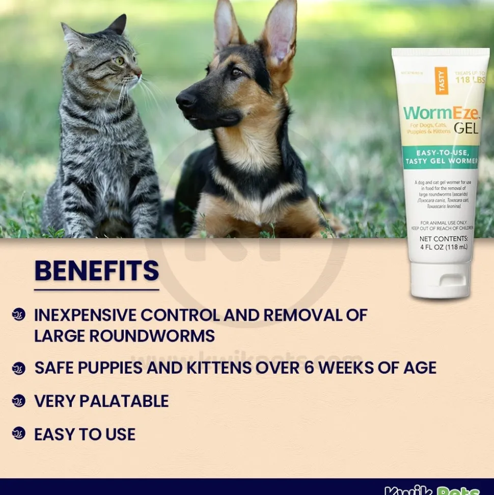 Durvet WormEze Gel for Dogs & Cats 4-oz