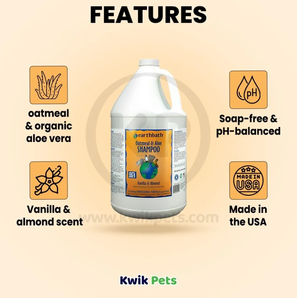 Earthbath Oatmeal & Aloe Pet Shampoo Fragrance Free 128-oz