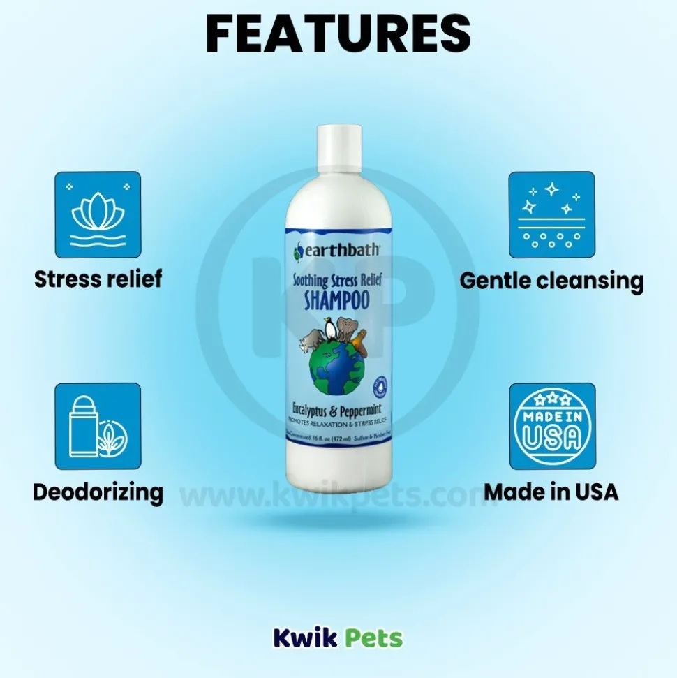 Earthbath Soothing Stress Relief Pet Shampoo Eucalyptus & Peppermint 128-oz
