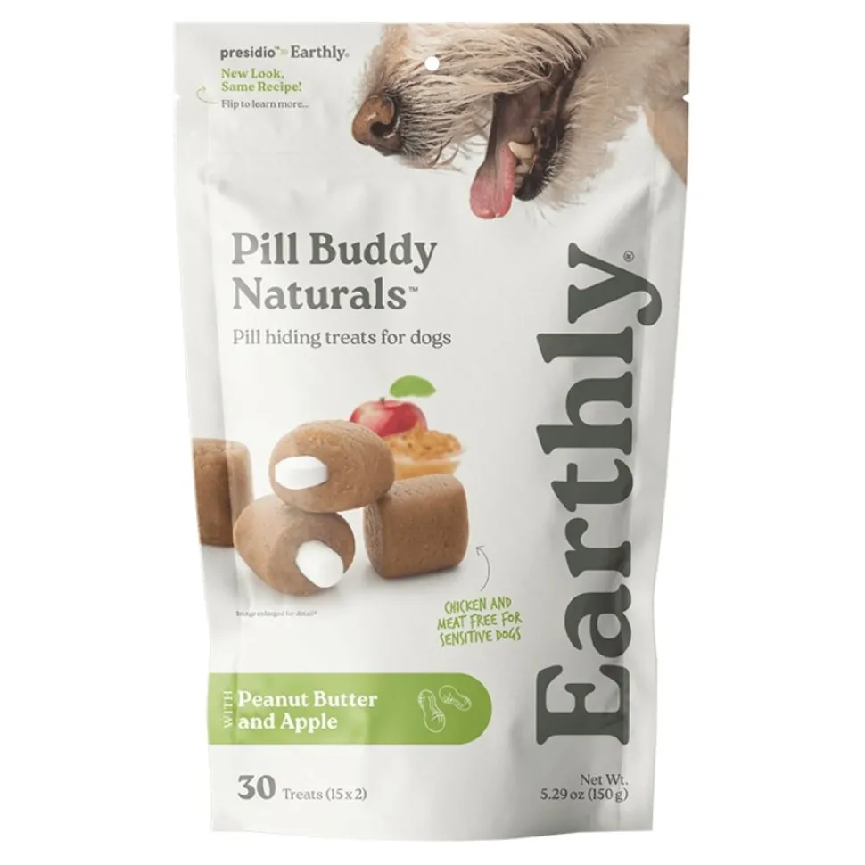 Earthly Pill Buddy Naturals Soft & Chewy Dog Treats Peanut Butter & Apple 30 Count 5.29-oz