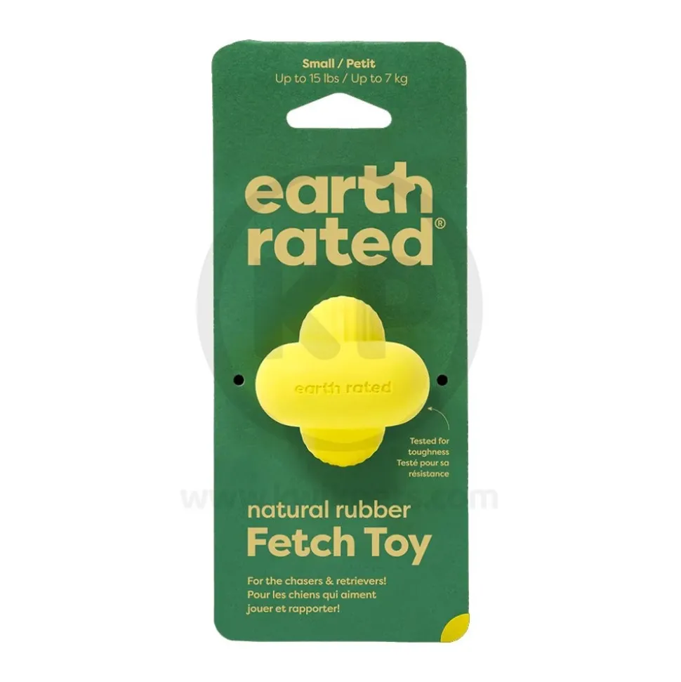 Earth Rated Natural Rubber Dog Fetch Toy Yellow Medium