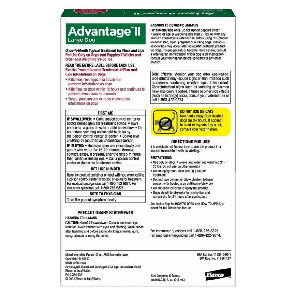 Elanco Advantage II 6-Month Supply Topical Flea Treatment & Prevention for Large Dogs 21-55 lbs