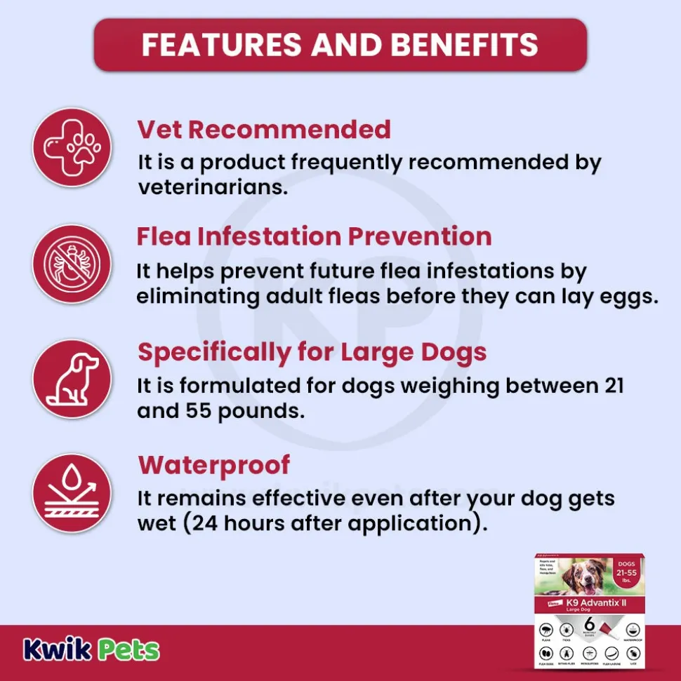 Elanco K9 Advantix II 6-Month Supply Topical Flea, Tick & Mosquito Treatment & Prevention for Large Dogs 21-55 lbs