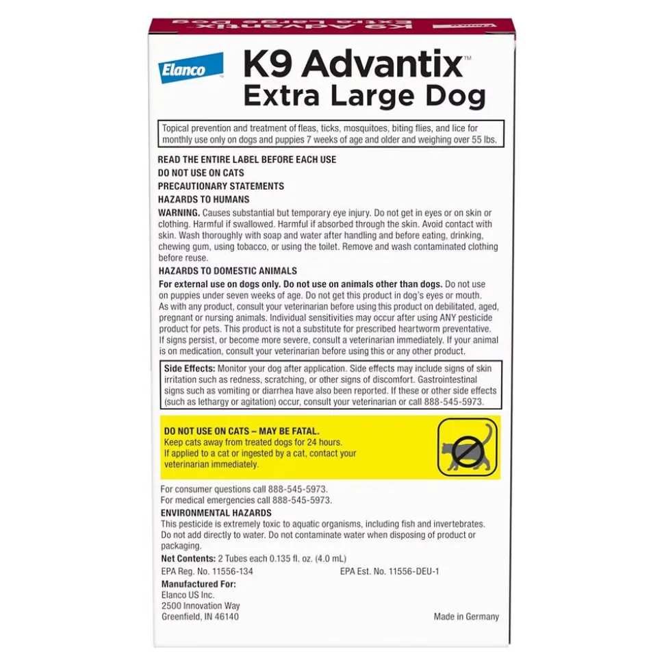 Elanco K9 Advantix 2-Month Supply Topical Flea & Tick Treatment & Prevention for Extra Large Dogs Over 55 lbs