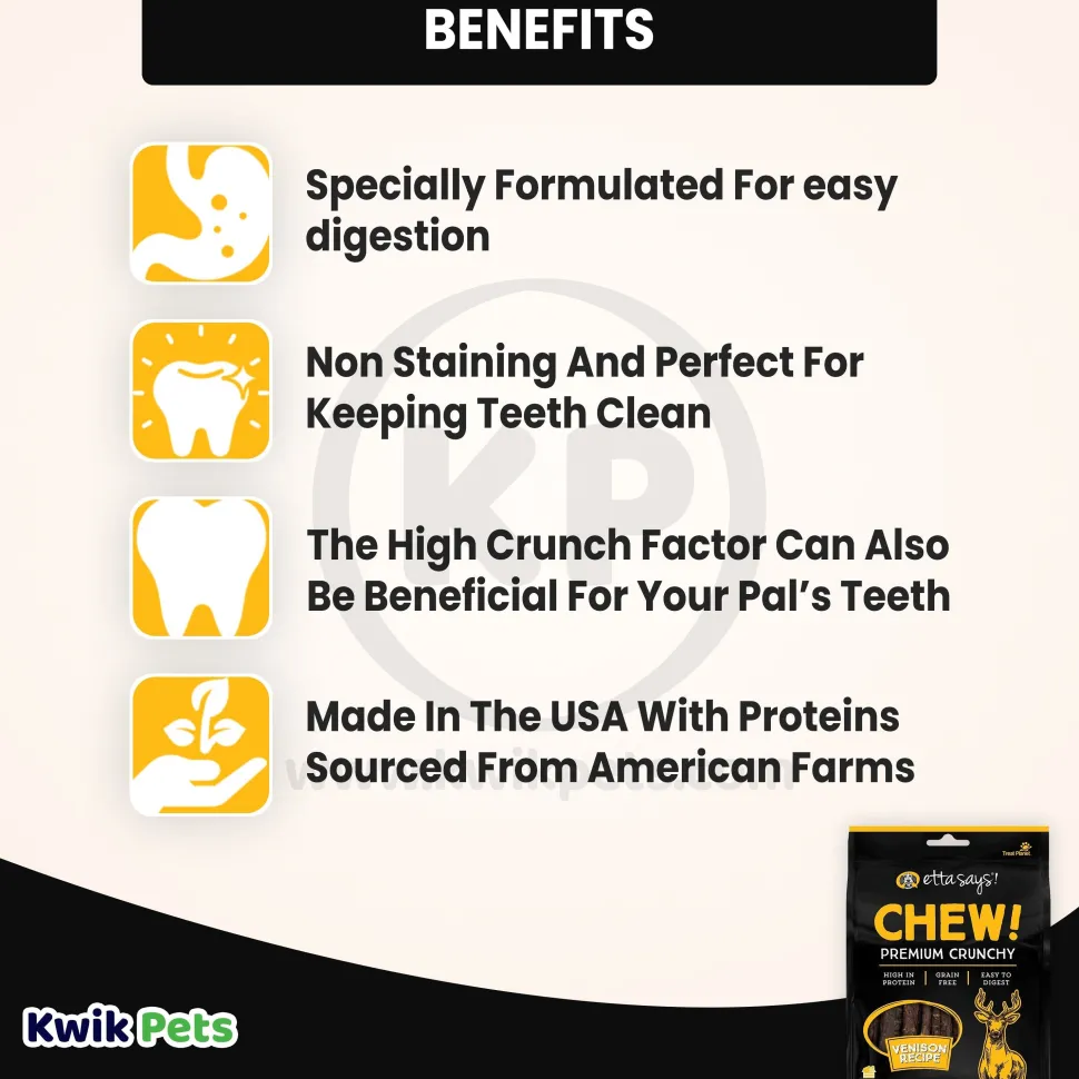 Etta Says! Chew! Premium Crunchy Venison Dog Treats 4.5-oz