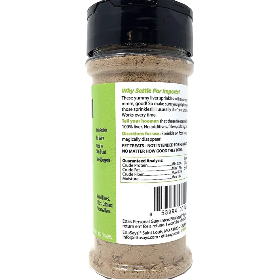Etta Says! Liver Sprinkles 100% All Natural Dog Food Topper 3.0-oz