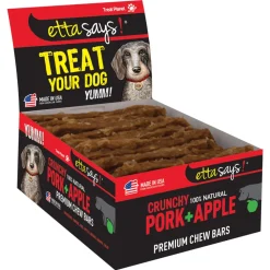 Etta Says! Premium Crunchy Bars Pork & Apple Dog Treats 12 Count
