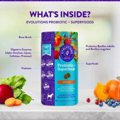 Evolutions by NaturVet Probiotic Plus Superfoods Digestive Support Soft Chews for Dogs 90 Count 6.9-oz