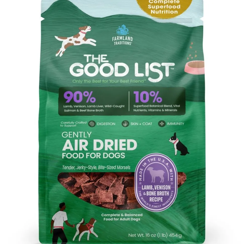 Farmland Traditions The Good List Gently Air-Dried Adult Dog Food Lamb, Venison & Bone Broth Recipe 1-lb