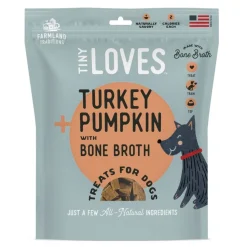Farmland Traditions Tiny Loves Jerky Dog Treats Turkey & Pumpkin with Bone Broth 6-oz