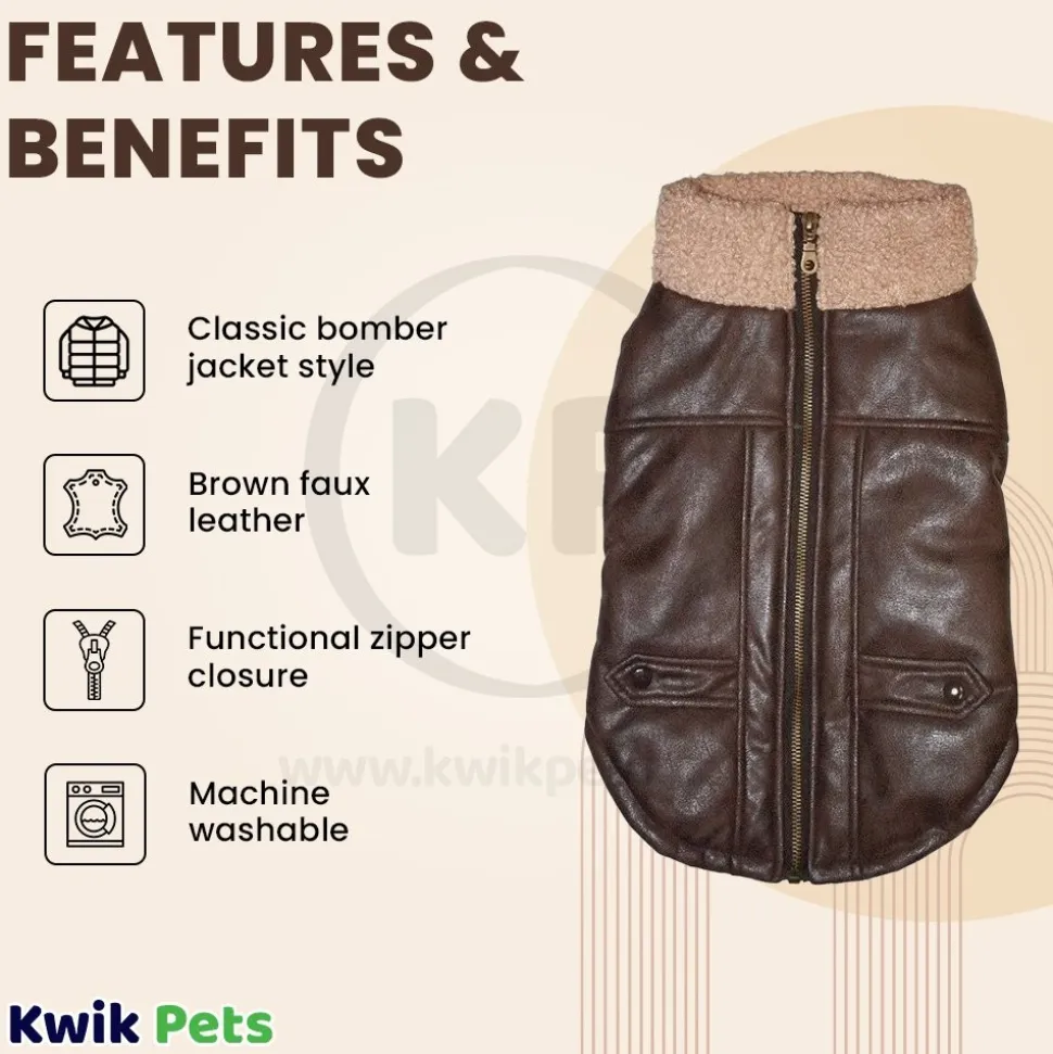 Fashion Pet Bomber Jacket Brown Small