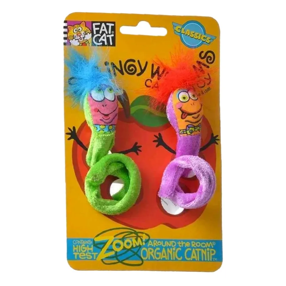 Fat Cat Classic Springy Worms Catnip Toy Assorted 2 Count
