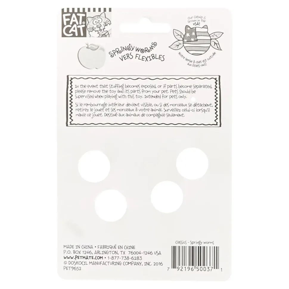 Fat Cat Classic Springy Worms Catnip Toy Assorted 2 Count