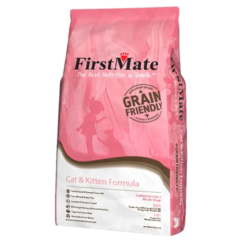 FirstMate Grain Friendly Cat & Kitten Formula Dry Cat Food Chicken & Ocean Fish 5-lb