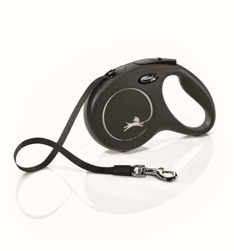 Flexi Classic Nylon Cord Dog Leash Black Medium 16-ft Up To 55-lb