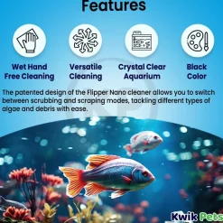 Flipper Cleaner Stainless Steel Replacement Blades for Glass Aquariums Black Nano 2 Count