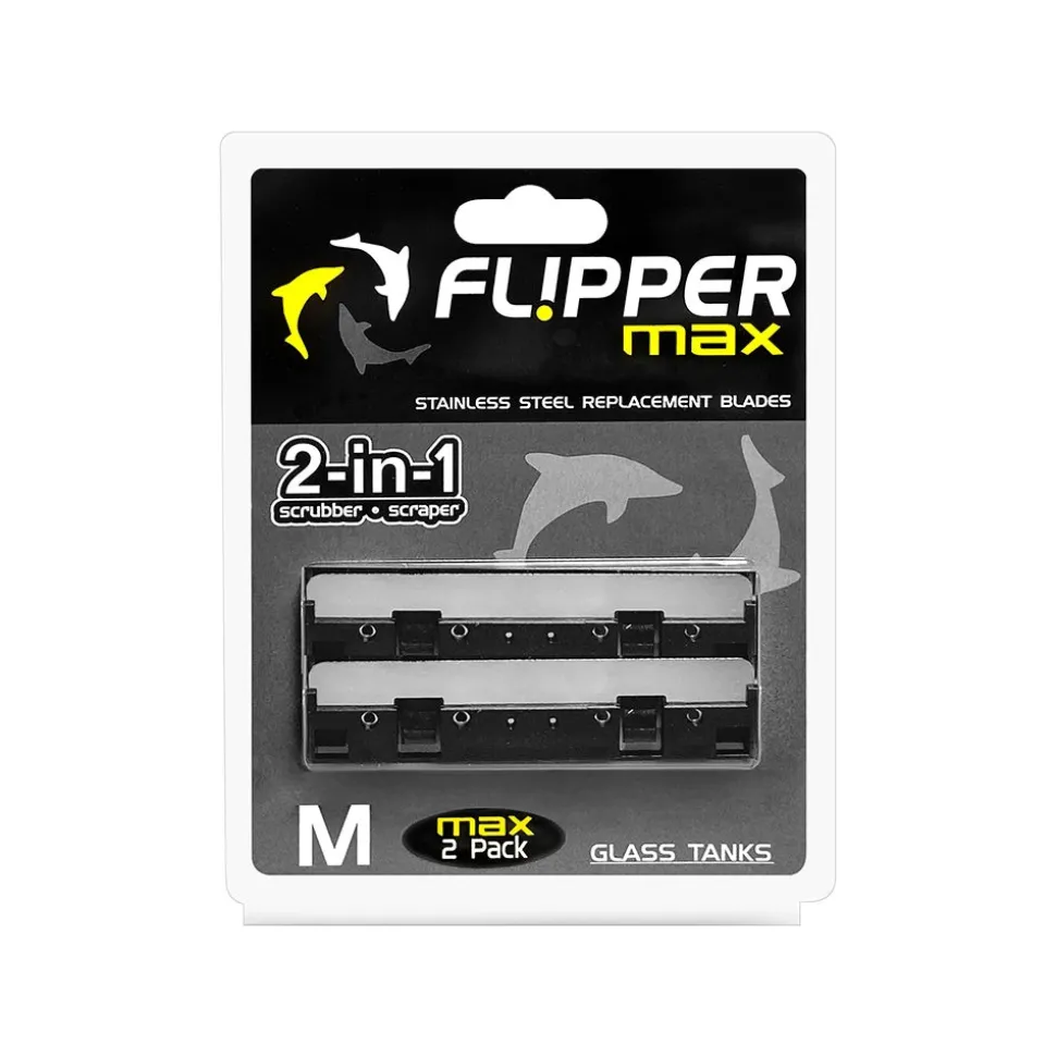 Flipper Cleaner Stainless Steel Replacement Blades for Glass Aquariums Black Max 2 Count