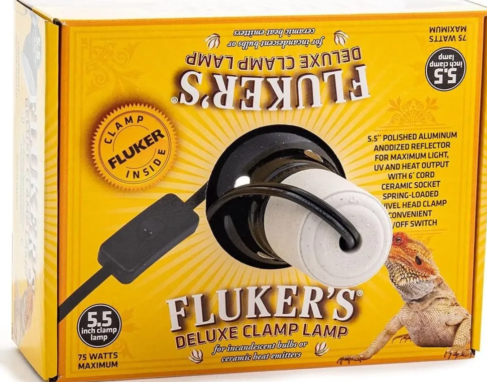 Fluker's Deluxe Ceramic Clamp Lamp with Switch Black 5.5-in