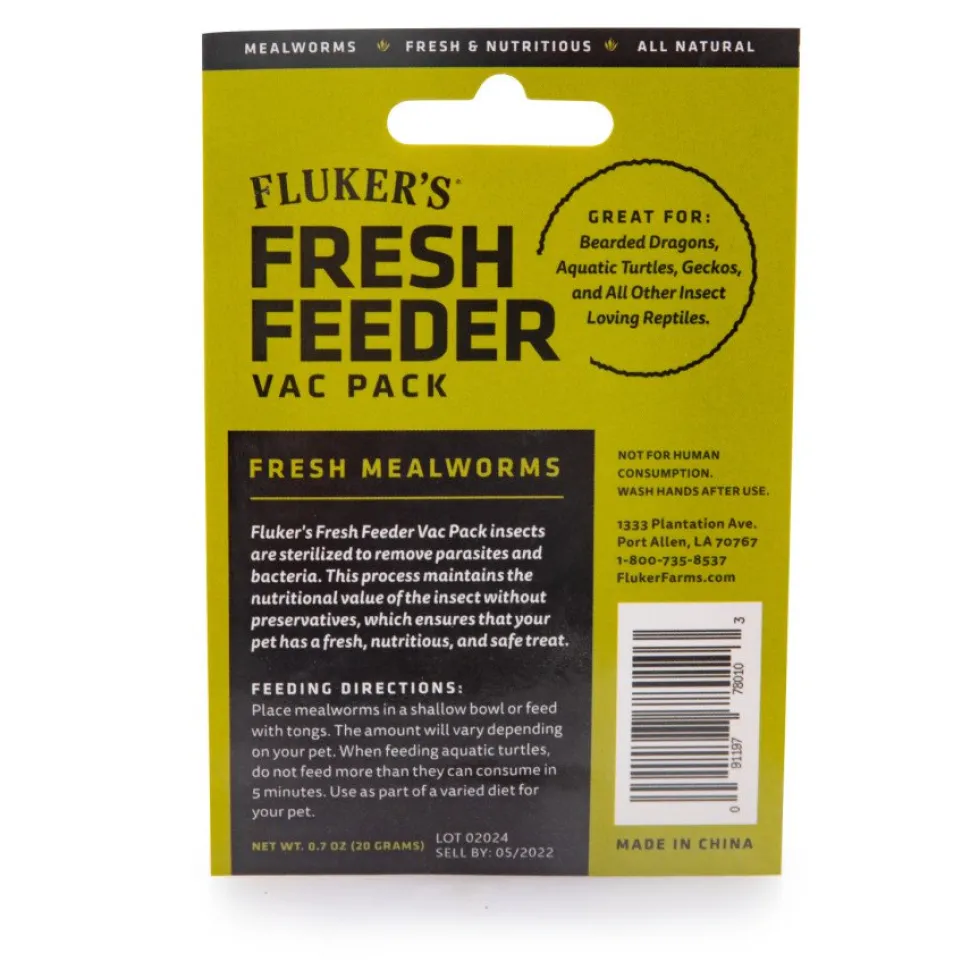 Fluker's Fresh Feeder Vac Pack Mealworms Reptile Food 0.7-oz