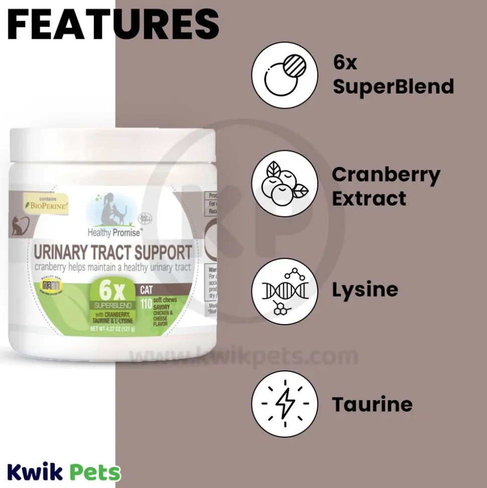 Four Paws Healthy Promise Cat Urinary Tract Supplement Soft Chews Savory Chicken & Cheese 110 Count 4.27-oz