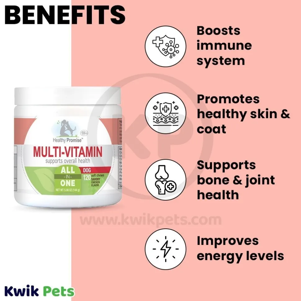Four Paws Healthy Promise Dog Multi-Vitamins Soft Chews Savory Chicken 120 Count 5.08-oz