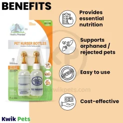 Four Paws Healthy Promise Pet Nurser Bottles for Puppy Kitten & Small Animals 2 Count
