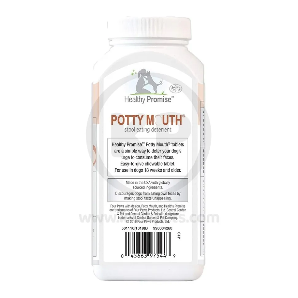 Four Paws Healthy Promise Potty Mouth Coprophagia Stool Eating Deterrent Dog Chewable Tablets 90 Count 5.14-oz