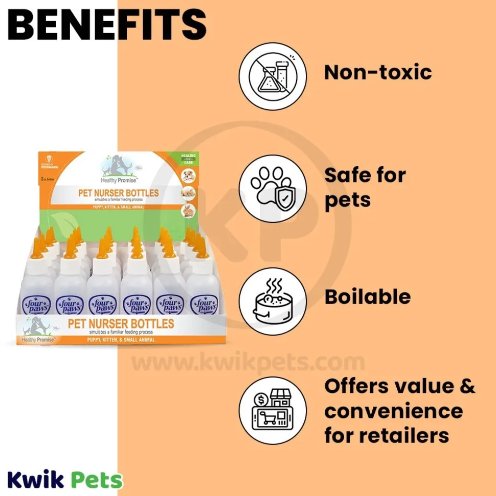 Four Paws Healthy Promise Puppy, Kitten & Small Animal Nurser Bottles 24 Count