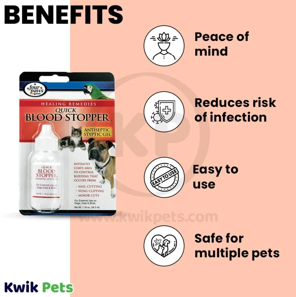Four Paws Healthy Promise Quick-Action Blood Stopper Styptic Gel for Dogs, Cats & Birds 1.16-oz