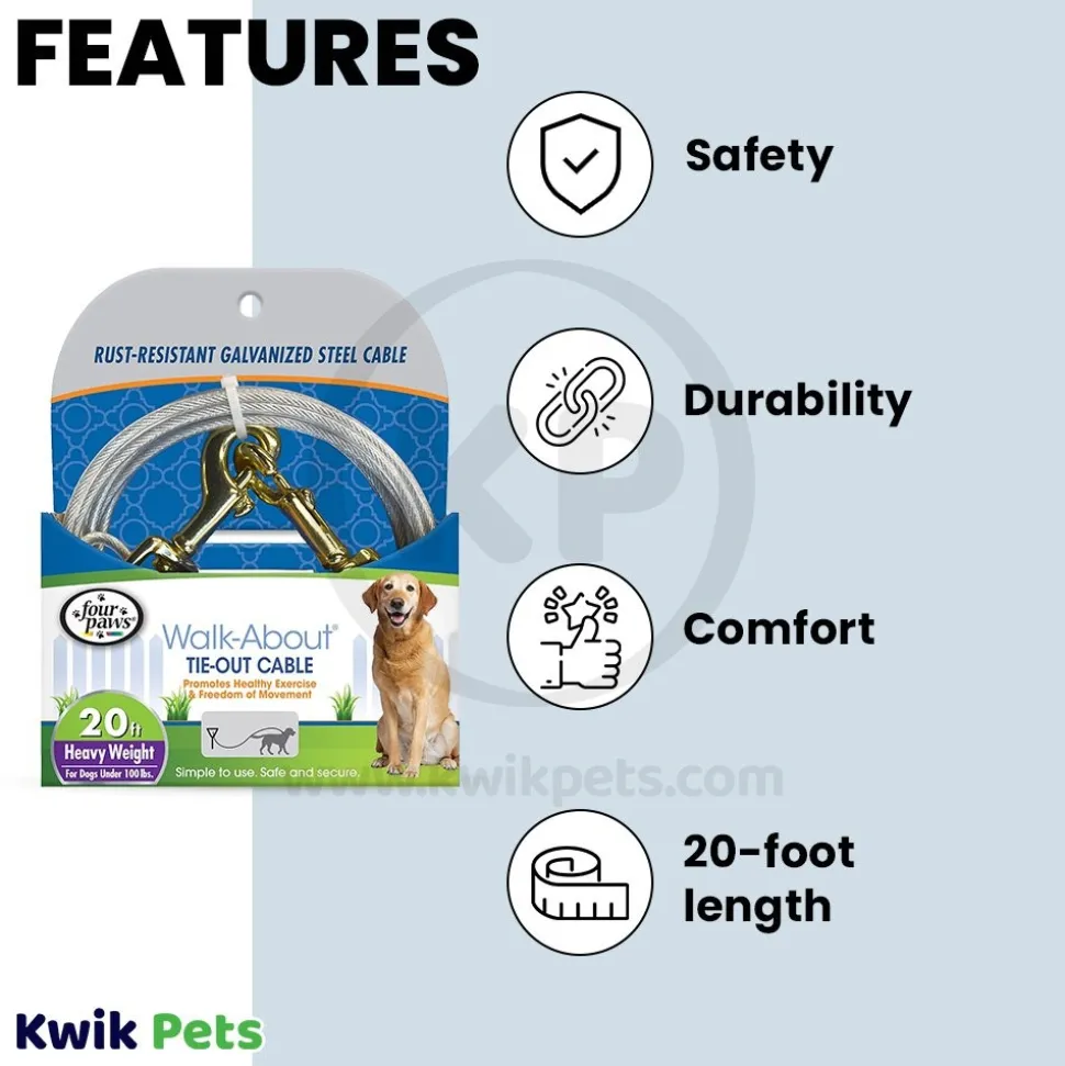 Four Paws Heavy Weight Dog Tie-Out Cable Silver 20-ft