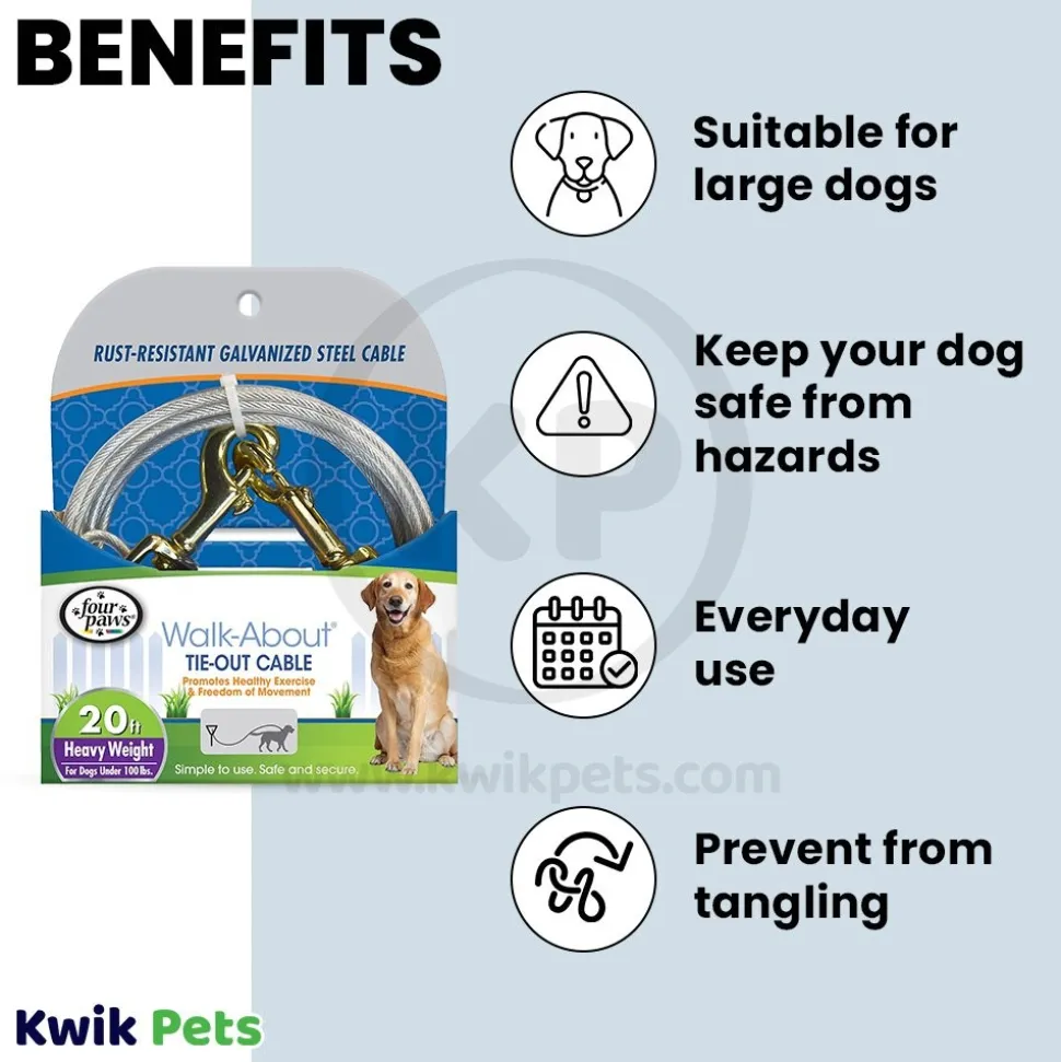 Four Paws Heavy Weight Dog Tie-Out Cable Silver 20-ft