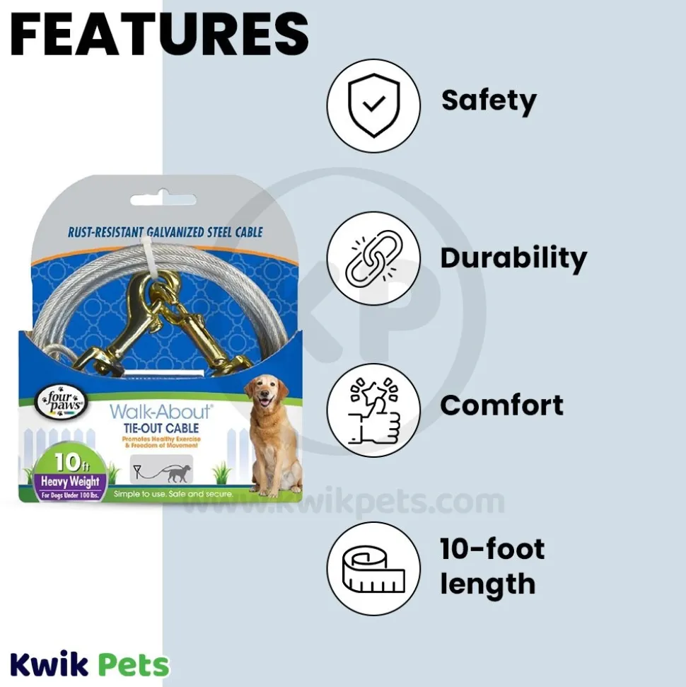 Four Paws Heavy Weight Dog Tie-Out Cable Silver 10-ft