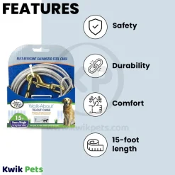 Four Paws Heavy Weight Dog Tie-Out Cable Silver 15-ft