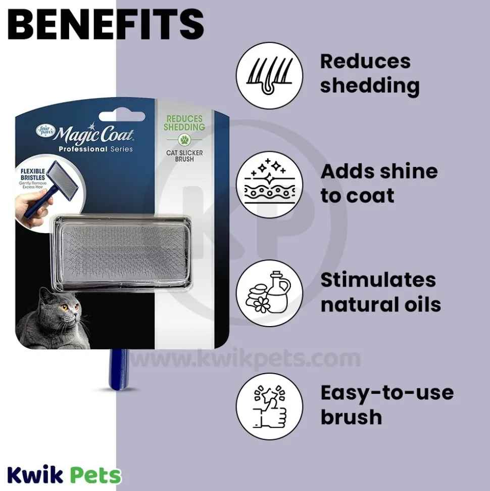 Four Paws Magic Coat Comfort-Grip Cat Slicker Brush Medium