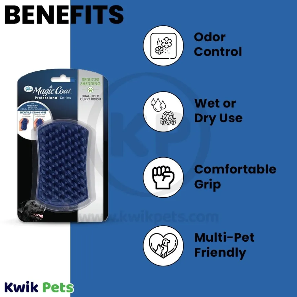 Four Paws Magic Coat Dual-Sided Curry Brush for Dogs