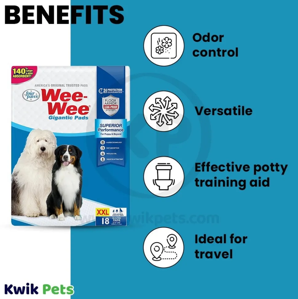 Four Paws Wee-Wee Superior Performance Gigantic Dog Pee Pads 18 Count 27.5 in X 44 in