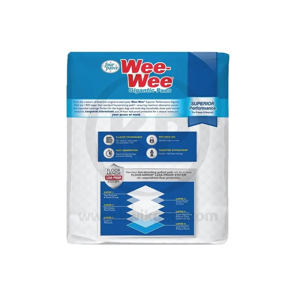 Four Paws Wee-Wee Superior Performance Gigantic Dog Pee Pads 8 Count 27.5 in X 44 in