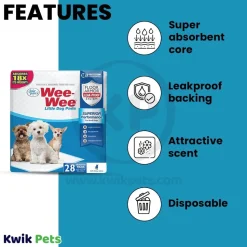 Four Paws Wee-Wee Superior Performance Little Dog Pee Pads 28 Count 16.5 in X 23.5 in