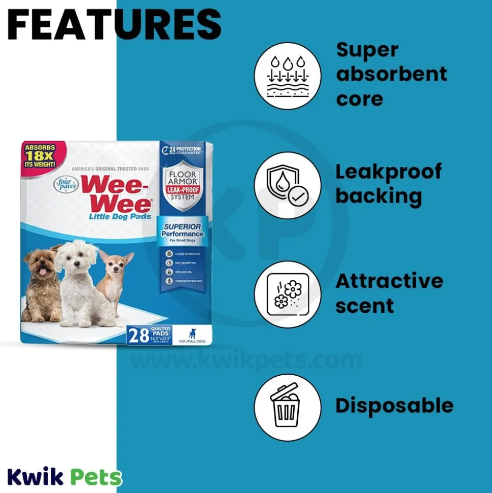 Four Paws Wee-Wee Superior Performance Little Dog Pee Pads 28 Count 16.5 in X 23.5 in