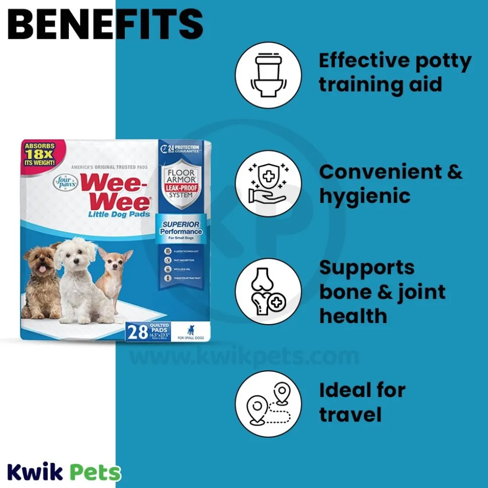 Four Paws Wee-Wee Superior Performance Little Dog Pee Pads 28 Count 16.5 in X 23.5 in