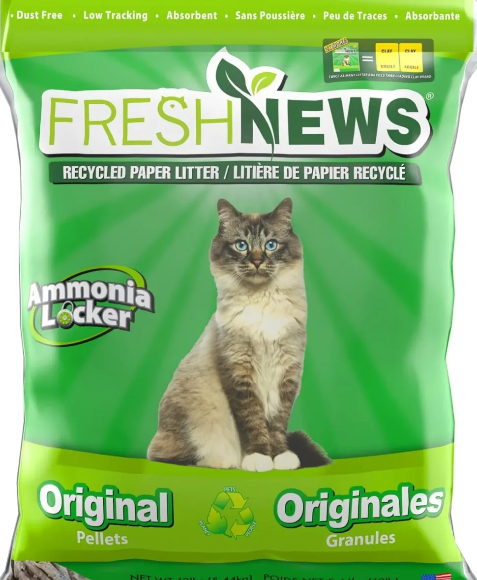 Fresh News Recycled Paper Original Pellet Non-Clumping Cat Litter 12-lb