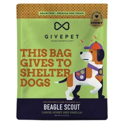 Givepet Beagle Scout Grain-Free Premium Soft Chewy Dog Treats Carob, Honey & Vanilla 6-oz